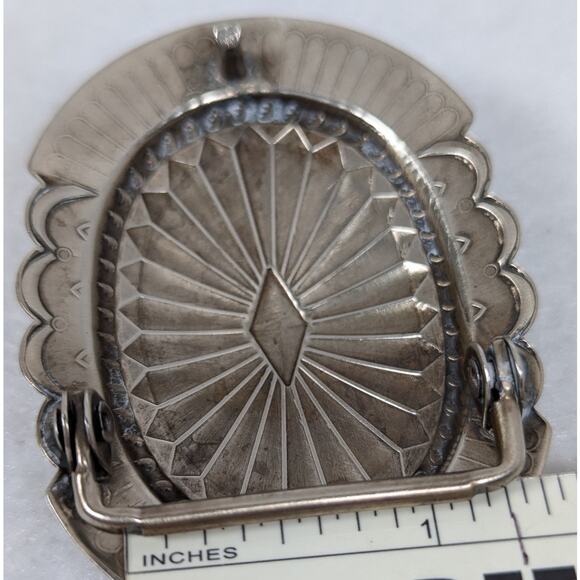 Belt buckle Sterling Silver Royston Turquoise Nev Oval,cast,oxidized,bezel set - Picture 8 of 10